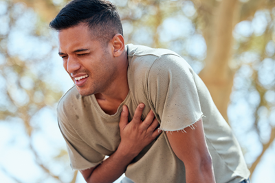 Young man experiences a heart attack