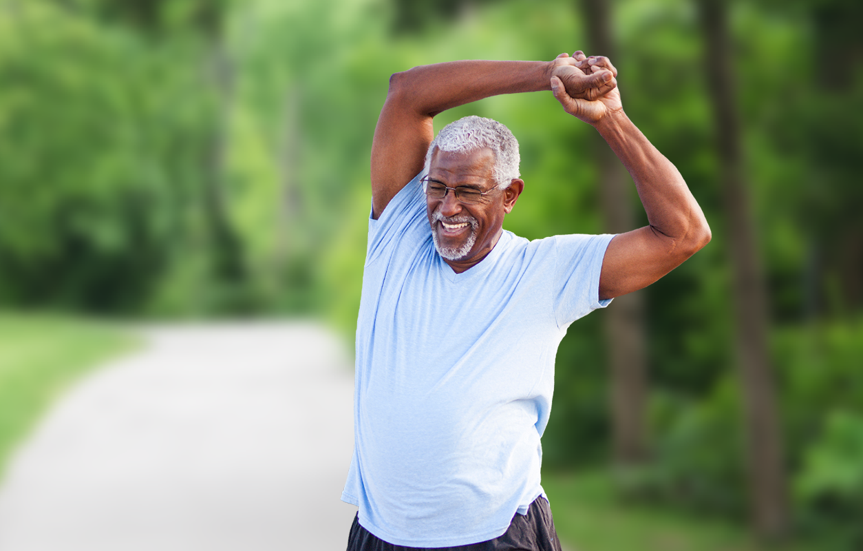 man stretching