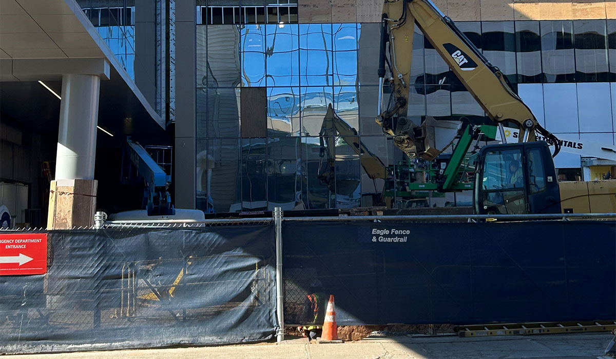 A glass “curtain wall” on the Ambulatory building