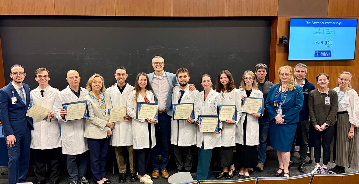 Physicians and representatives from Yale New Haven Hospital, Yale School of Medicine and Yale University joined eight Ukrainian physicians at an October panel discussion