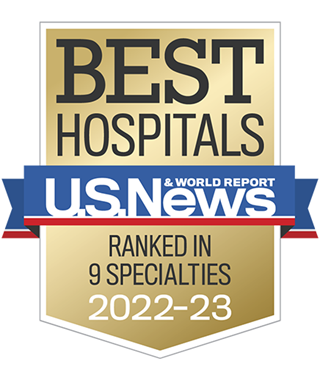 US News and World Report badge 9 specialties 